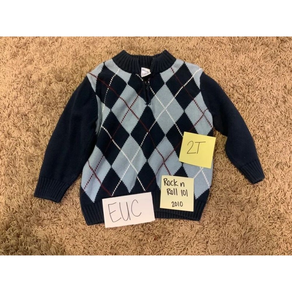 Gymboree kids argyle sweater 2T blue and navy